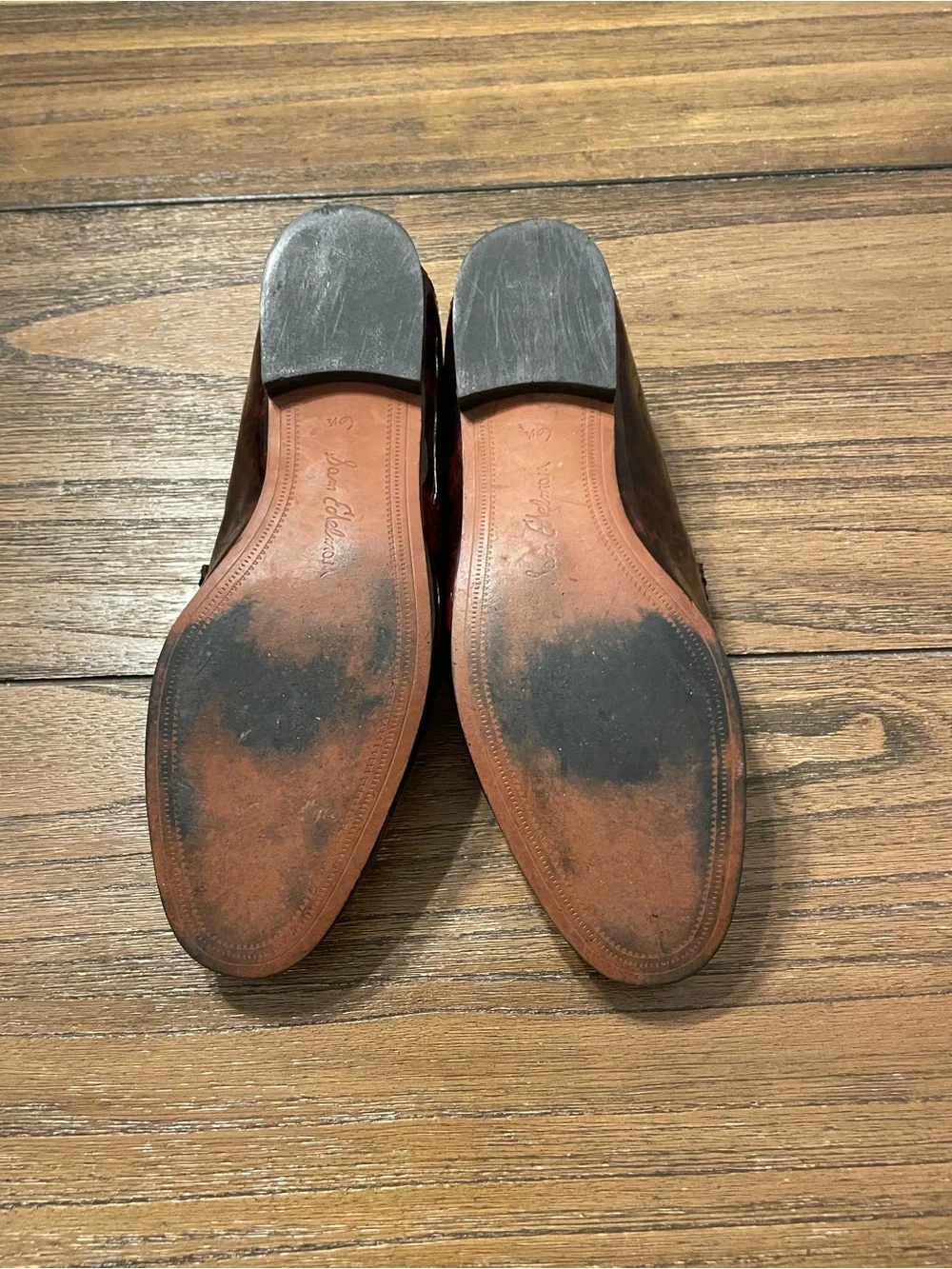 Sam Edelman Loraine Oxblood Tortoiseshell Horsebit Loafers Size 6.5 Old Money - Picture 9 of 12
